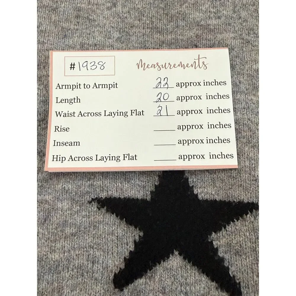 Theo Spence Gray Black w/Star Print Oversized Long Sleeve Sweater Top Size M - Picture 9 of 9